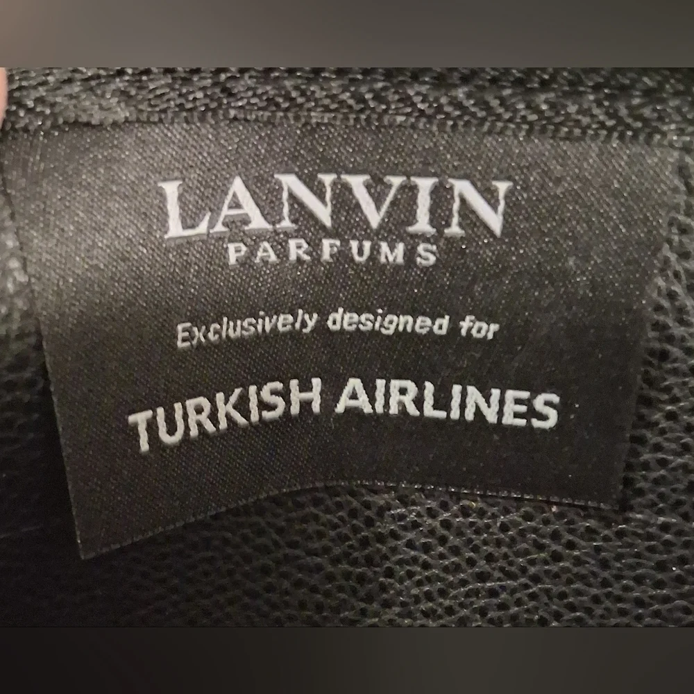 EUC Lanvin Turkish Airline Black & Brown Travel Cosmetic Makeup Beauty Pouch Bag